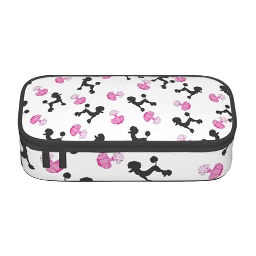 Dhnblqdp Girly Federmäppchen mit Parfümflasche und Pudel-Druck, großes Federmäppchen für Jungen und Mädchen, großes Federmäppchen, Stifttasche, Schreibwaren-Organizer, Make-up-Tasche für Erwachsene von DHNBLQDP