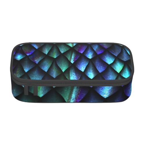 Dhnblqdp Großes Federmäppchen mit 3D-Drachen-Schuppen-Muster, großes Federmäppchen für Jungen und Mädchen, großes Federmäppchen, Schreibwaren-Organizer, Make-up-Tasche für Erwachsene, Bürobedarf von DHNBLQDP