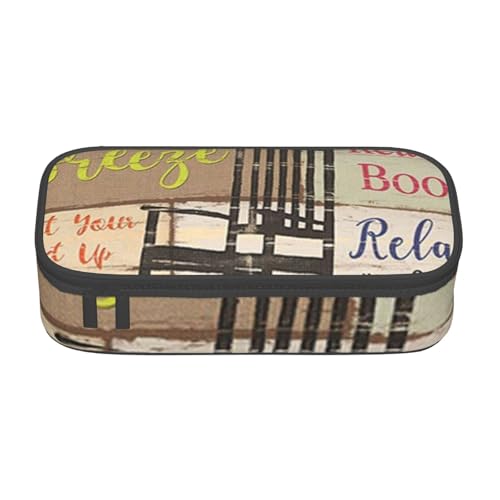 Dhnblqdp Großes Federmäppchen mit Aufdruck "Porch Rules" für Jungen und Mädchen, großes Federmäppchen, Stifttasche, Schreibwaren-Organizer, Make-up-Tasche für Erwachsene, Bürobedarf von DHNBLQDP