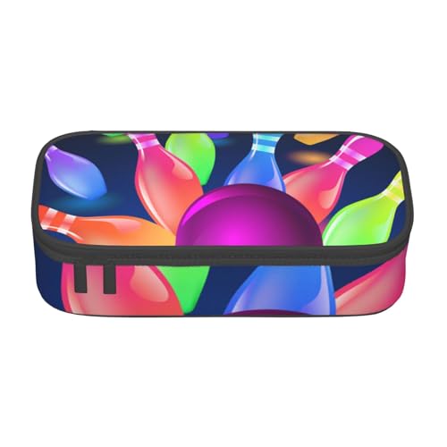 Dhnblqdp Großes Federmäppchen mit Bowlingkugel-Aufdruck, für Jungen und Mädchen, großes Federmäppchen, Stifttasche, Schreibwaren-Organizer, Make-up-Tasche für Erwachsene, Bürobedarf von DHNBLQDP