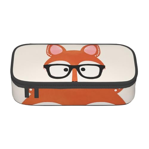 Dhnblqdp Großes Federmäppchen mit Cartoon-Fuchskopf für Jungen und Mädchen, großes Federmäppchen, Stifttasche, Schreibwaren-Organizer, Make-up-Tasche für Erwachsene, Bürobedarf von DHNBLQDP