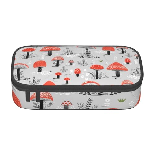 Dhnblqdp Großes Federmäppchen mit Cartoon-Pilz-Druck, für Jungen und Mädchen, großes Federmäppchen, Stifttasche, Schreibwaren-Organizer, Make-up-Tasche für Erwachsene, Bürobedarf von DHNBLQDP