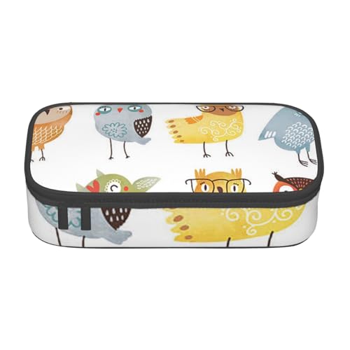 Dhnblqdp Großes Federmäppchen mit Eulen-Motiv, für Jungen und Mädchen, großes Federmäppchen, Schreibwaren-Organizer, Make-up-Tasche für Erwachsene, Bürobedarf von DHNBLQDP