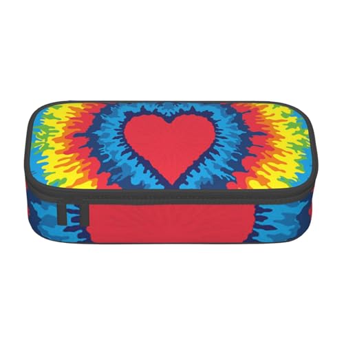 Dhnblqdp Großes Federmäppchen mit Herz-Regenbogen-Motiv, für Jungen und Mädchen, großes Federmäppchen, Schreibwaren-Organizer, Make-up-Tasche für Erwachsene, Bürobedarf von DHNBLQDP