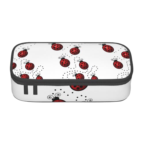 Dhnblqdp Großes Federmäppchen mit Kunst-Marienkäfer-Motiv, für Jungen und Mädchen, großes Federmäppchen, Schreibwaren-Organizer, Make-up-Tasche für Erwachsene, Bürobedarf von DHNBLQDP