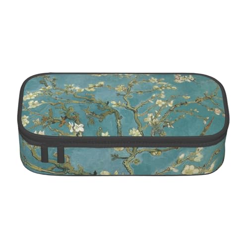 Dhnblqdp Großes Federmäppchen mit Mandelblüten-Aufdruck, für Jungen und Mädchen, großes Federmäppchen, Stifttasche, Schreibwaren-Organizer, Make-up-Tasche für Erwachsene, Bürobedarf von DHNBLQDP