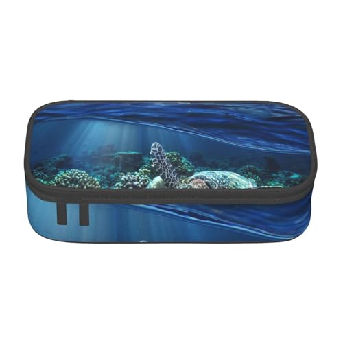 Dhnblqdp Großes Federmäppchen mit Meeresschildkröte, Korallendruck, für Jungen und Mädchen, großes Federmäppchen, Stifttasche, Schreibwaren-Organizer, Make-up-Tasche für Erwachsene, Bürobedarf von DHNBLQDP