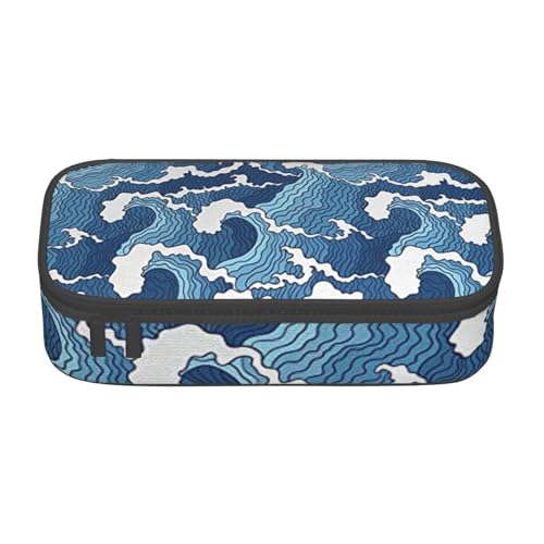 Dhnblqdp Großes Federmäppchen mit Motiv "Stormy Sea" für Jungen und Mädchen, großes Federmäppchen, Stifttasche, Schreibwaren-Organizer, Make-up-Tasche für Erwachsene, Bürobedarf von DHNBLQDP