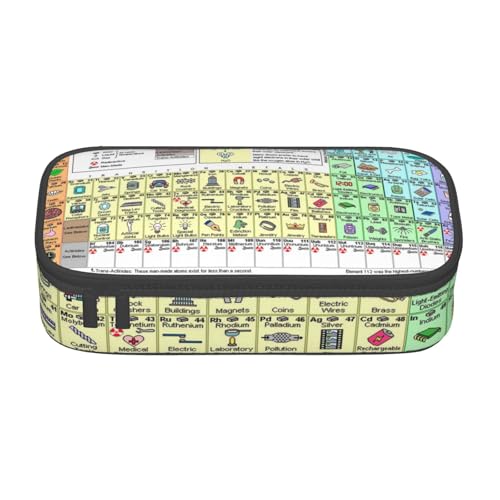 Dhnblqdp Großes Federmäppchen mit Periodensystem der Elemente, für Jungen und Mädchen, großes Federmäppchen, Stifttasche, Schreibwaren-Organizer, Make-up-Tasche für Erwachsene, Bürobedarf von DHNBLQDP