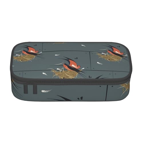 Dhnblqdp Großes Federmäppchen mit Scheunenschwalbenmotiv für Jungen und Mädchen, großes Federmäppchen, Schreibwaren-Organizer, Make-up-Tasche für Erwachsene, Bürobedarf von DHNBLQDP