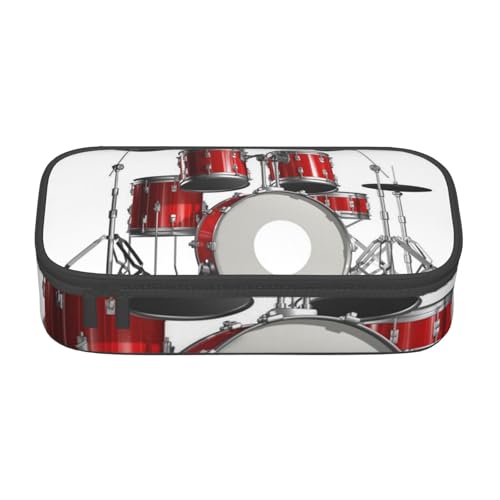 Dhnblqdp Großes Federmäppchen mit coolem Schlagzeug-Design, für Jungen und Mädchen, großes Federmäppchen, Stifttasche, Schreibwaren-Organizer, Make-up-Tasche für Erwachsene, Bürobedarf von DHNBLQDP