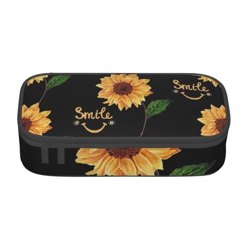 Dhnblqdp Großes Federmäppchen mit lächelndem Gesicht, Sonnenblumen-Druck, für Jungen und Mädchen, großes Federmäppchen, Stifttasche, Schreibwaren-Organizer, Make-up-Tasche für Erwachsene, Bürobedarf Dhnblqdp Großes Federmäppchen mit lächelndem Gesicht, Sonnenblumen-Druck, für Jungen und Mädchen, großes Federmäppchen, Stifttasche, Schreibwaren-Organizer, Make-up-Tasche für Erwachsene, Bürobedarf von Dhnblqdp
