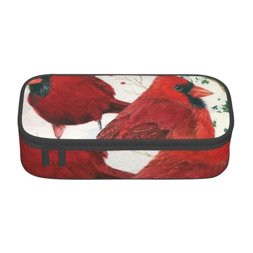 Dhnblqdp Großes Federmäppchen mit rotem Vogel-Aufdruck, für Jungen und Mädchen, großes Federmäppchen, Stifttasche, Schreibwaren-Organizer, Make-up-Tasche für Erwachsene, Bürobedarf von DHNBLQDP