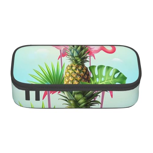 Dhnblqdp Großes Federmäppchen mit tropischem Flamingo-Druck, für Jungen und Mädchen, großes Federmäppchen, Stifttasche, Schreibwaren-Organizer, Make-up-Tasche für Erwachsene, Bürobedarf von DHNBLQDP