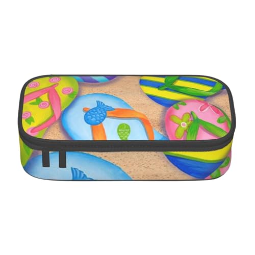 Dhnblqdp Lustiges Flip-Flops, Hausschuhe, Kunstdruck, großes Federmäppchen für Jungen und Mädchen, großes Federmäppchen für Schreibwaren, Organizer, Make-up-Tasche für Erwachsene, Bürobedarf von DHNBLQDP