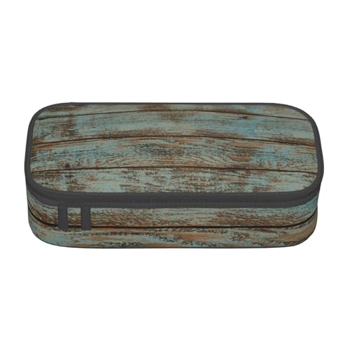 Dhnblqdp Rustikales Federmäppchen mit Holzdruck, großes Federmäppchen für Jungen und Mädchen, großes Federmäppchen, Schreibwaren-Organizer, Make-up-Tasche für Erwachsene, Bürobedarf von DHNBLQDP