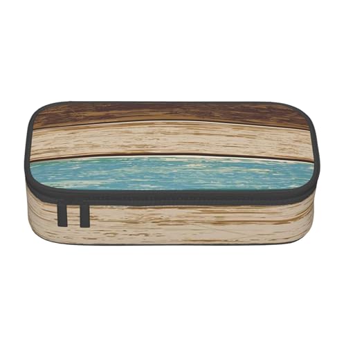 Dhnblqdp Rustikales Federmäppchen mit Holzplanken-Druck, großes Federmäppchen für Jungen und Mädchen, großes Federmäppchen, Schreibwaren-Organizer, Make-up-Tasche für Erwachsene, Bürobedarf von DHNBLQDP