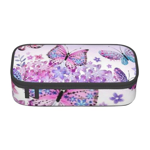 Dhnblqdp Schönes Federmäppchen mit Schmetterlings-Kunstdruck, großes Federmäppchen für Jungen und Mädchen, großes Federmäppchen, Schreibwaren-Organizer, Make-up-Tasche für Erwachsene, Bürobedarf von DHNBLQDP