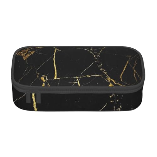 Dhnblqdp Stilvolles Federmäppchen mit goldfarbenem Marmorier-Texturdruck, großes Federmäppchen für Jungen und Mädchen, großes Federmäppchen, Schreibwaren-Organizer, Make-up-Tasche für Erwachsene von DHNBLQDP