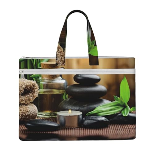 Dhnblqdp Stones And Spa Oil On The Wood Near A Pond Print Canvas Totes Bag Office Document Bag Organizer Bag File Tote Bag For Work School College Daily Use, Schwarz , Einheitsgröße von Dhnblqdp