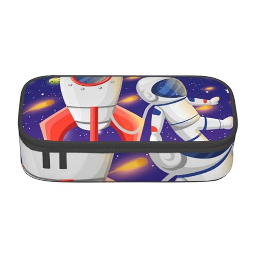 Dhnblqdp Universum Astronaut Rakete Galaxie Druck großes Federmäppchen für Jungen und Mädchen, großes Federmäppchen Stiftetasche, Schreibwaren-Organizer, Make-up-Tasche für Erwachsene, Bürobedarf von DHNBLQDP