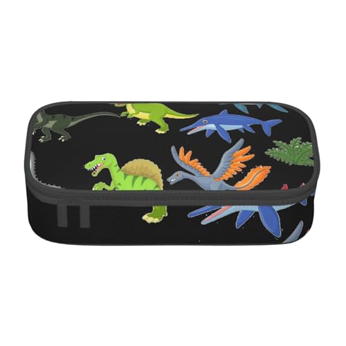 Großes Federmäppchen mit Cartoon-Dinosaurier-Bildern, für Jungen und Mädchen, großes Federmäppchen, Stifttasche, Schreibwaren-Organizer, Make-up-Tasche für Erwachsene, Bürobedarf von DHNBLQDP