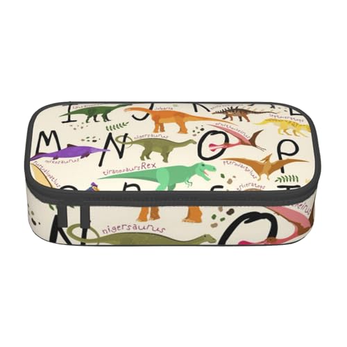 Stilvolle Lernalphabete mit Dinosaurier-Druck, großes Federmäppchen für Jungen und Mädchen, großes Federmäppchen, Stifttasche, Schreibwaren-Organizer, Make-up-Tasche für Erwachsene, Bürobedarf von DHNBLQDP