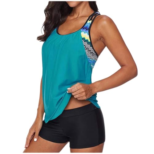 DhogSuai Damen Tankini Badeanzug Bauchweg Zweiteiliger Tankini Set mit Hotpants Frau Badeanzüge Badebekleidung von DhogSuai