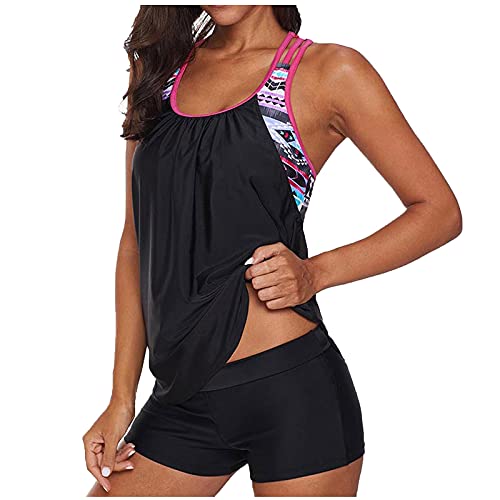 DhogSuai Damen Tankini Badeanzug Bauchweg Zweiteiliger Tankini Set mit Hotpants Frau Badeanzüge Badebekleidung von DhogSuai