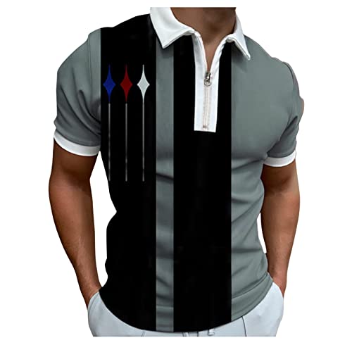 Herren Poloshirt Kurzarm Golf Sport Hemd Blusen Shirt Business Revers Kurzarmshirt Polohemd Freizeithemd Shirts Top Lässige Freizeit Sommershirt Top Mann Poloshirts Für Herren（XL,2-Gray） von Dhyuen