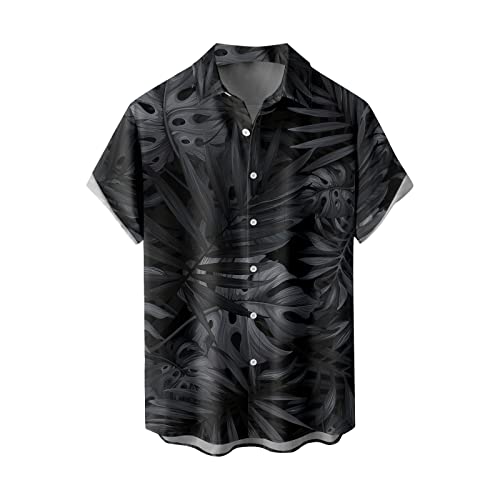 Hawaii Shirt Männer Drucken Bluse Kurzarmshirt Sommer Shirts Sommerhemd Männer Shirt Sommer Freizeithemd Diverse Muster Freizeithemden Hawaiihemden Shirt Blusen Hemden（4XL,2-Black） von Dhyuen