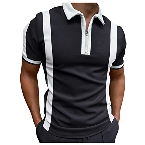 Poloshirt Herren Kurzarm Sommer Freizeit Shirt Blusen Hemden Lässige Freizeit Shirts Sommerhemd Männer Hemd Shirt Blusen Business Revers Shirt Business Hemden Kurzarmshirt Polohemd（M,4-Black） von Dhyuen