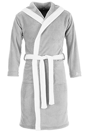 Di Ficchiano Herren MONZA Bademantel mit Kapuze Morgenmantel Herren Nachtwäsche Saunamantel Öko-Tex Standard 100 verifiziert - 5 XL, Taube Ecru von Di Ficchiano