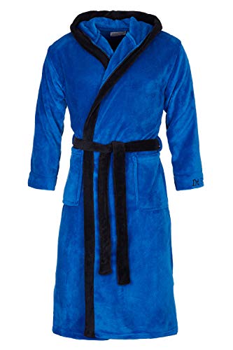 Di Ficchiano Herren MONZA Bademantel mit Kapuze Morgenmantel Herren Nachtwäsche Saunamantel Öko-Tex Standard 100 verifiziert - 5 XL, Blue Black von Di Ficchiano