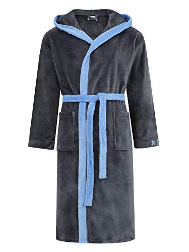 Di Ficchiano Herren MONZA Bademantel mit Kapuze Morgenmantel Herren Nachtwäsche Saunamantel Öko-Tex Standard 100 verifiziert - 5 XL, Grey Blue von Di Ficchiano