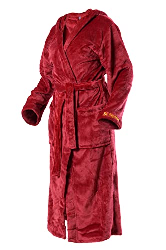 Di Ficchiano Unisex Herren Damen Bademantel mit Kapuze I Morgenmantel flauschig I Nachtwäsche aus edler Mikrofaser I Kimono Farbe: Shiny-Bordeaux, Gr. XXL von Di Ficchiano