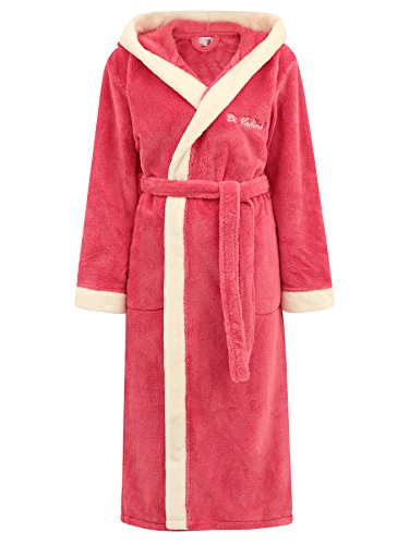Di Vadini Unisex Herren Damen Bademantel Prato mit Kapuze I Morgenmantel flauschig I Nachtwäsche aus edler Mikrofaser Farbe: Berry/Ecru, Grösse: S von Di Vadini