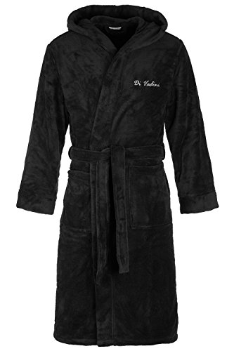 Di Vadini Unisex Herren Damen Bademantel Florenz mit Kapuze I Morgenmantel flauschig I Nachtwäsche aus edler Mikrofaser Farbe: Black Gr. XS von Di Vadini