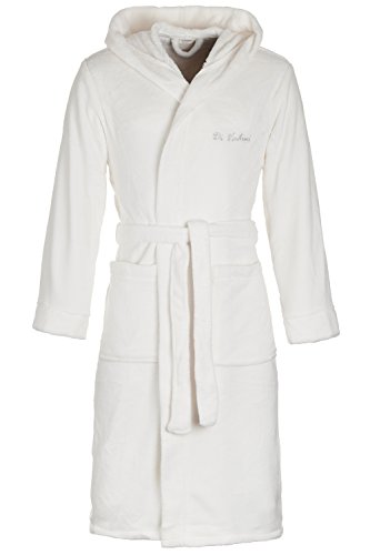 Di Vadini Unisex Herren Damen Bademantel Florenz mit Kapuze I Morgenmantel flauschig I Nachtwäsche aus edler Mikrofaser Farbe: Ivory Gr. 5XL von Di Vadini