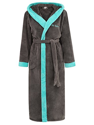 Di Vadini Unisex Herren Damen Bademantel Prato mit Kapuze I Morgenmantel flauschig I Nachtwäsche aus edler Mikrofaser Farbe: anthrazit/Marine, Grösse: 4XL von Di Vadini