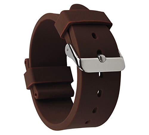 Di-Vo Hochwertiges Silikon Uhren Armband in 18mm, 20mm, 22mm oder 24mm in 14 Farben (Braun, 18mm) von Di-Vo