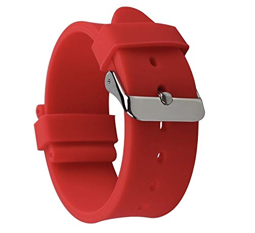 Di-Vo Hochwertiges Silikon Uhren Armband in 18mm, 20mm, 22mm oder 24mm in 14 Farben (Rot, 18mm) von Di-Vo