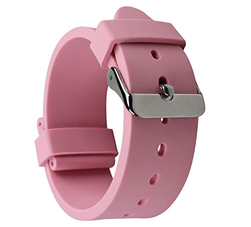 Di-Vo Silikon Uhren Armbänder in 18mm, 20mm, 22mm oder 24mm in 14 Farben (Rose, 18mm) von Di-Vo