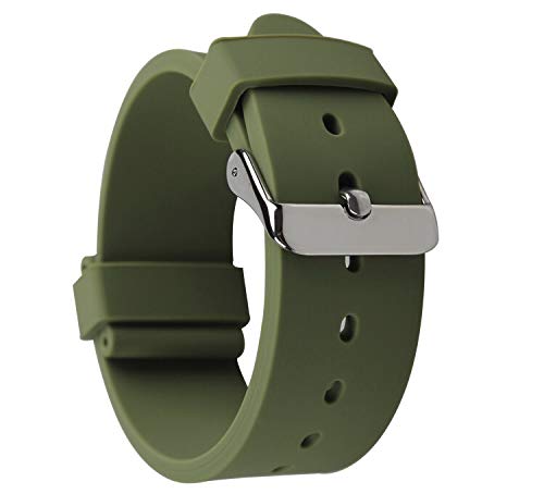 Di-Vo Hochwertiges Silikon Uhren Armband in 18mm, 20mm, 22mm oder 24mm in 14 Farben (Army Grün, 18mm) von Di-Vo