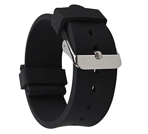 Di-Vo Silikon Uhren Armbänder in 18mm, 20mm, 22mm oder 24mm in 14 Farben (Schwarz, 24mm) von Di-Vo