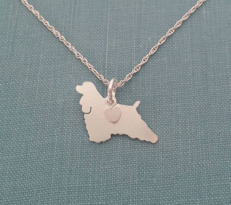 American Cocker Spaniel Halskette, Sterling Silber Personalisieren Anhänger, Rasse Silhouette Charm Rettung Shelter American Cocker Spaniel Halskette, Sterling Silber Personalisieren Anhänger, Rasse Silhouette Charm Rettung Shelter von DiBAdog