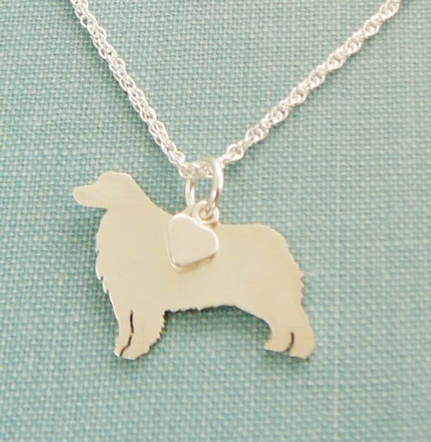 Australian Shepherd Hund Halskette, Sterling Silber Personalisieren Anhänger, Rasse Silhouette Charm Rettung Tierheim, Muttertagsgeschenk von DiBAdog