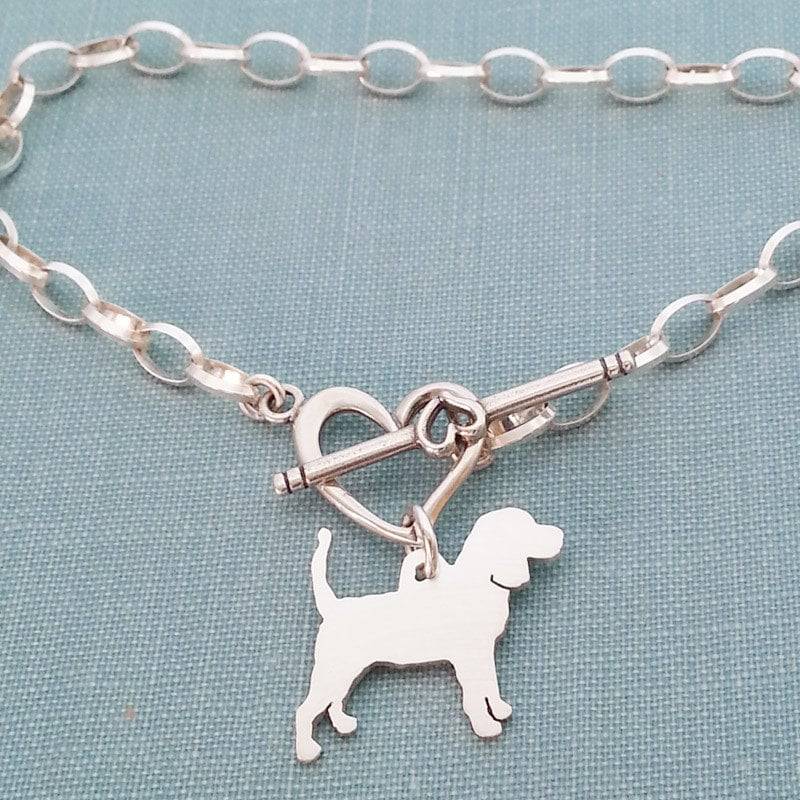 Beagle Hound Dog Kettenarmband, Sterlingsilber Personalisieren Anhänger, Breed Silhouette Charm, Rettungsschutz, Geschenkidee von DiBAdog