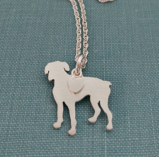 Boxer Hund Halskette, Sterling Silber Personalisieren Anhänger, Rasse Silhouette Charme, Rettung Tierheim Erinnerungsschmuck von DiBAdog