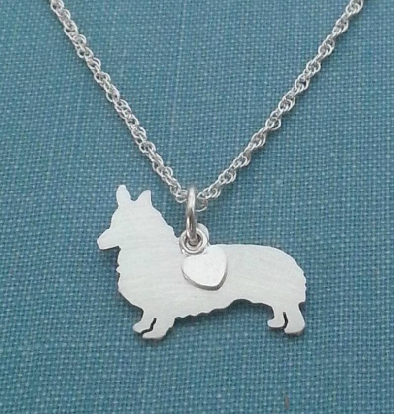 Corgis Hund Halskette, Pembroke Welsh Sterling Silber Personalisieren Anhänger, Rasse Silhouette Charme, Liebhaber Geschenk von DiBAdog